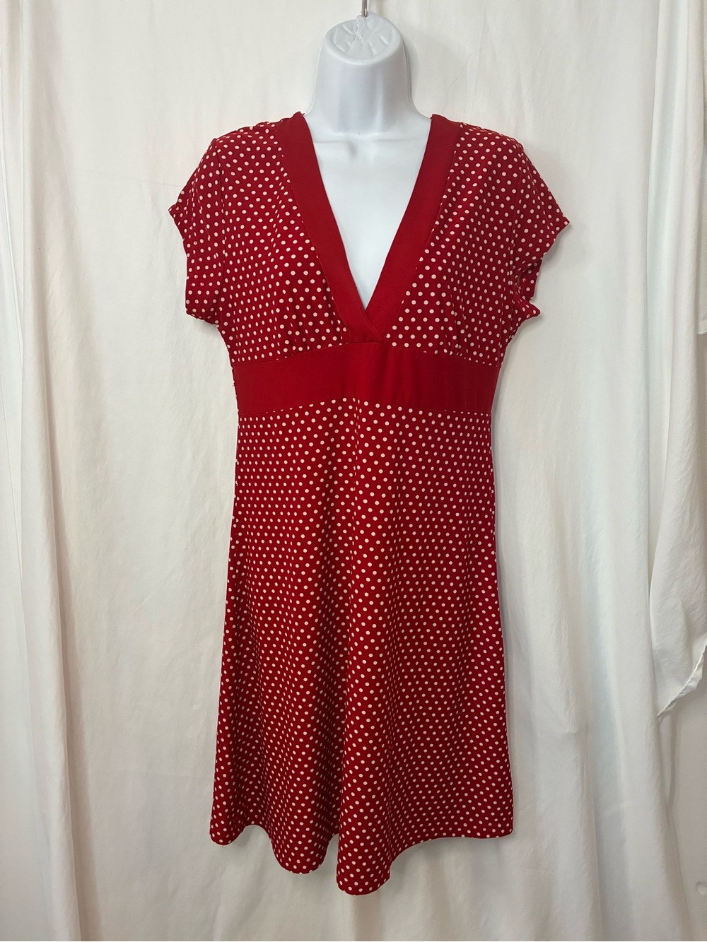 Unk Red Polka Dot V-Neck Mini Dress